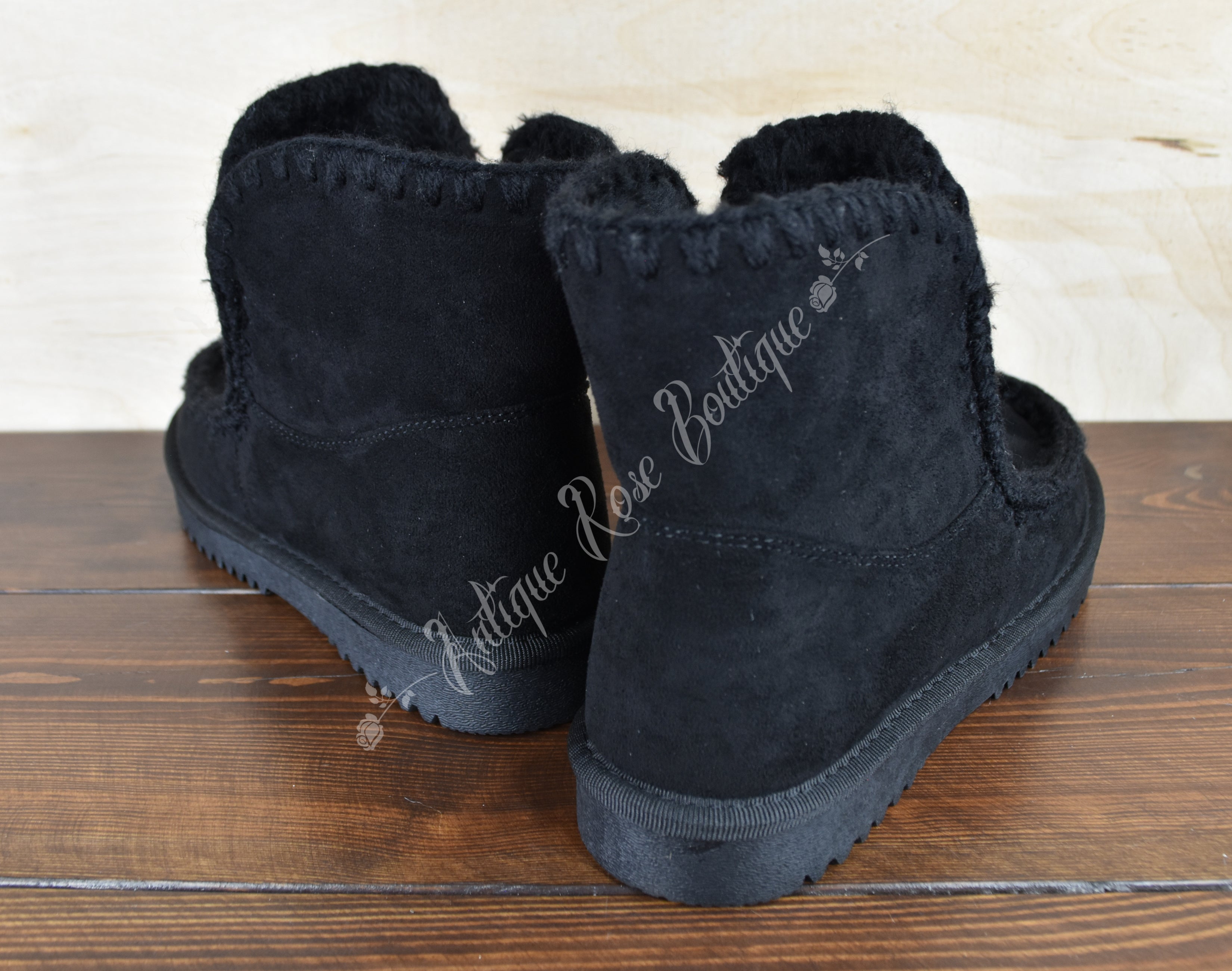 Very G Black Fur Lined Marvi Bootie