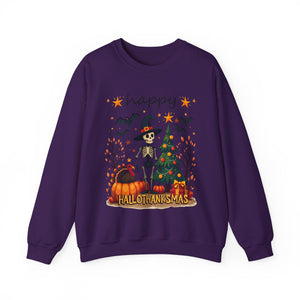 Happy HalloThanksMas Skeleton Graphic Sweatshirt