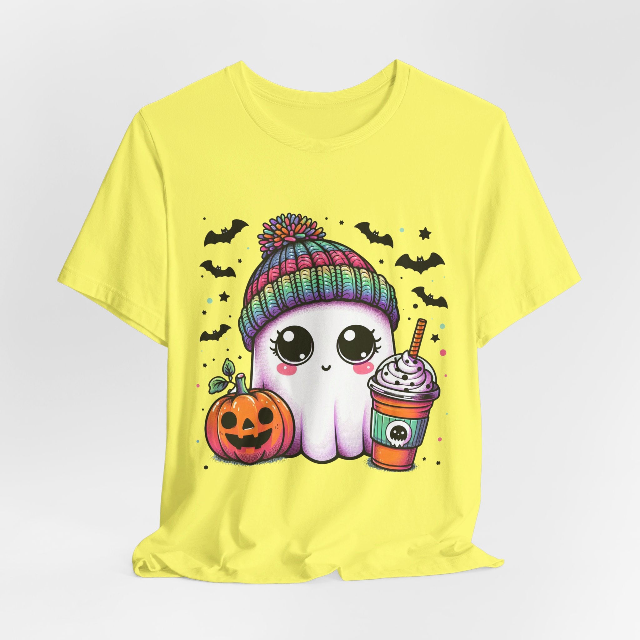 Cute Ghost Drinking Coffee Graphic Tee