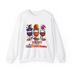 Happy HalloThanksMas Wine Graphic Sweatshirt