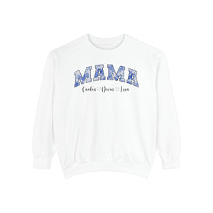 Custom Comfort Colors® “Mama” Blue Floral Sweatshirt With Names