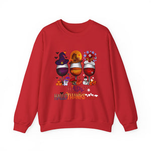 Happy HalloThanksMas Wine Graphic Sweatshirt