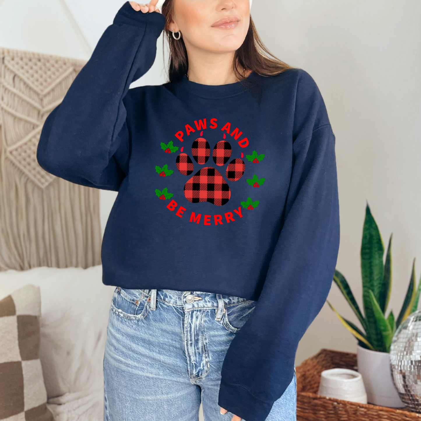 Holiday Dog Paw Print Sweatshirt - Paws and Be Merry 🎄🐾