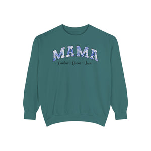 Custom Comfort Colors® “Mama” Blue Floral Sweatshirt With Names