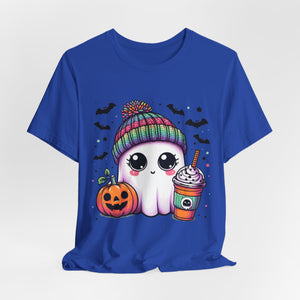 Cute Ghost Drinking Coffee Graphic Tee