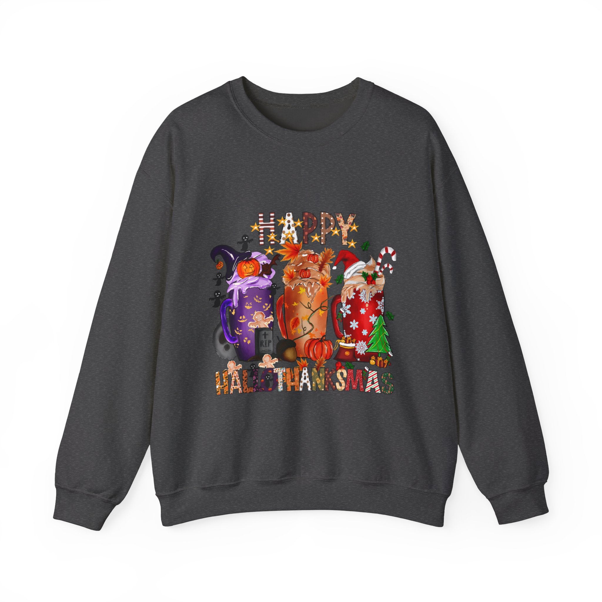 Happy HalloThanksMas Graphic Sweatshirt