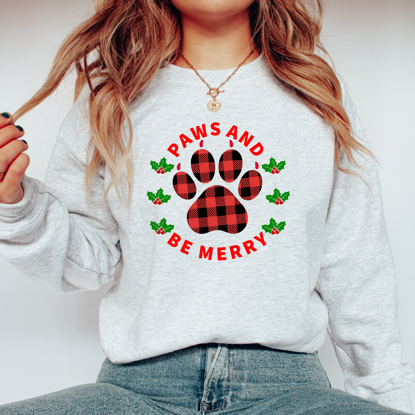 Holiday Dog Paw Print Sweatshirt - Paws and Be Merry 🎄🐾