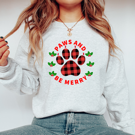 Holiday Dog Paw Print Sweatshirt - Paws and Be Merry 🎄🐾