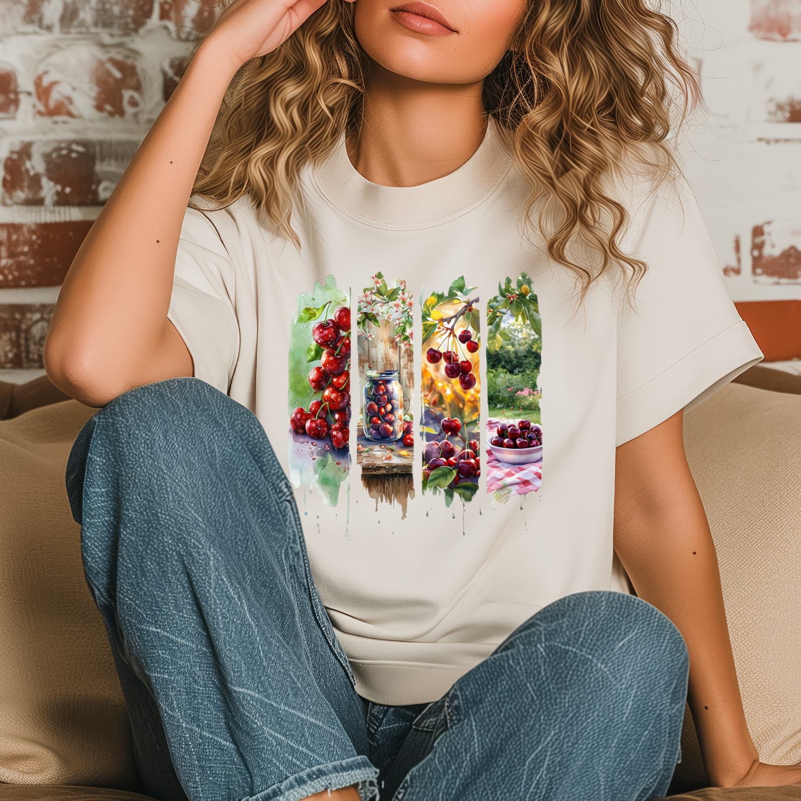 Cherry Brushstroke Graphic Tee