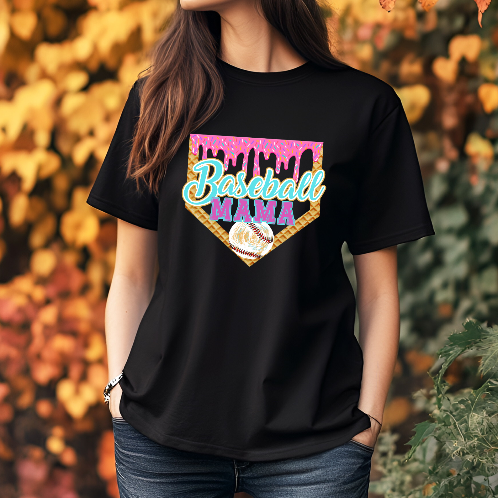 Baseball Drip Mama Shirt - Short Sleeve Graphic Tee