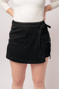 Judy Blue High Rise Side Tie Denim Skort in Black