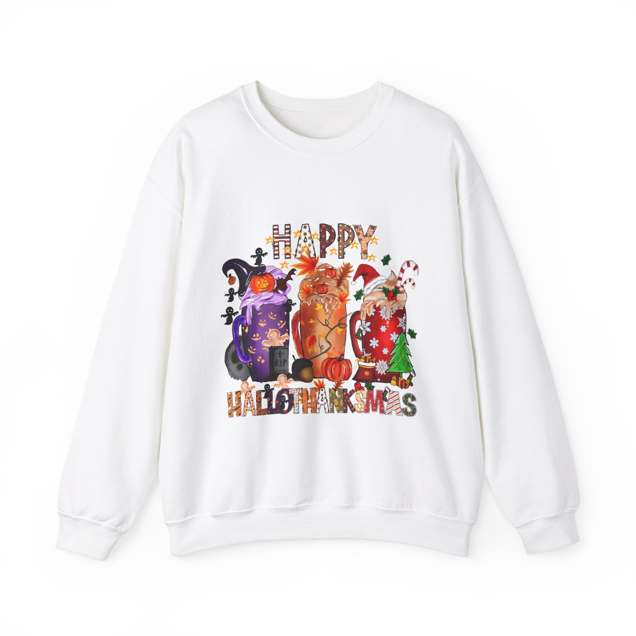 Happy HalloThanksMas Graphic Sweatshirt