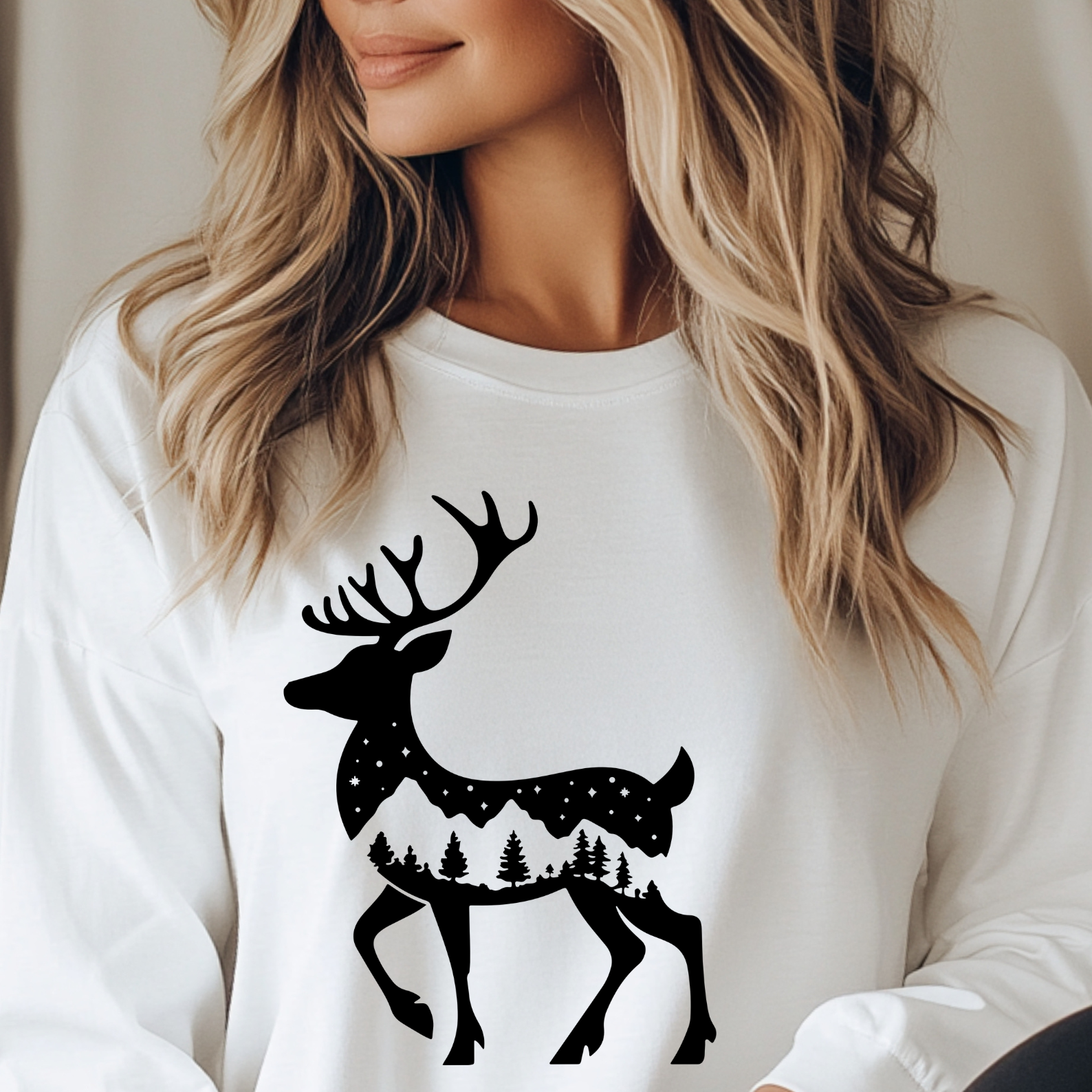 Winter Deer - Graphic Long Sleeve Tee