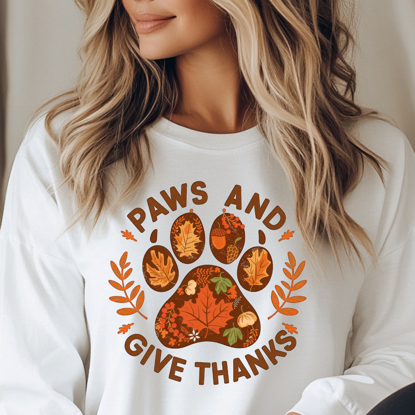 Paws And Give Thanks Long Sleeve Tee