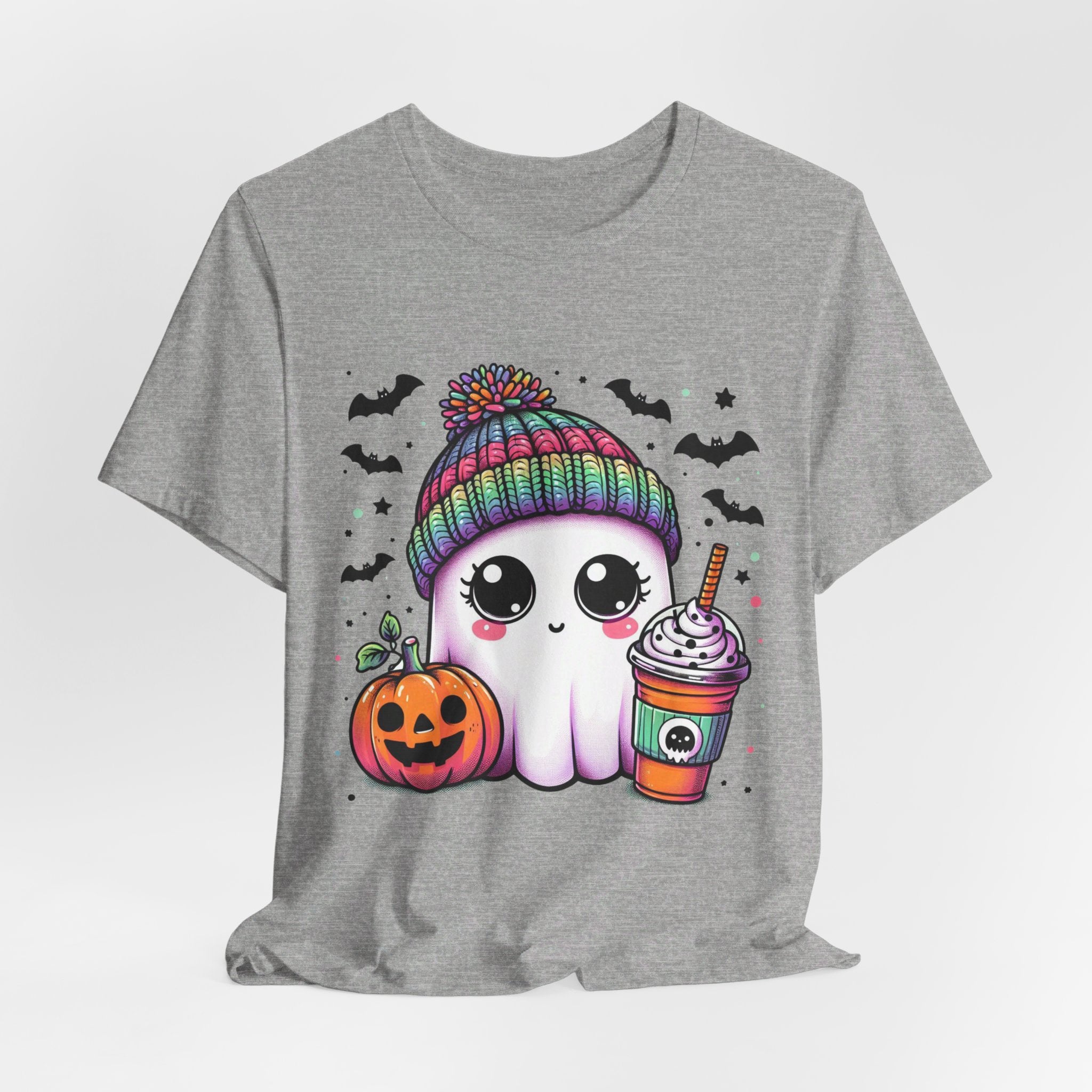 Cute Ghost Drinking Coffee Graphic Tee