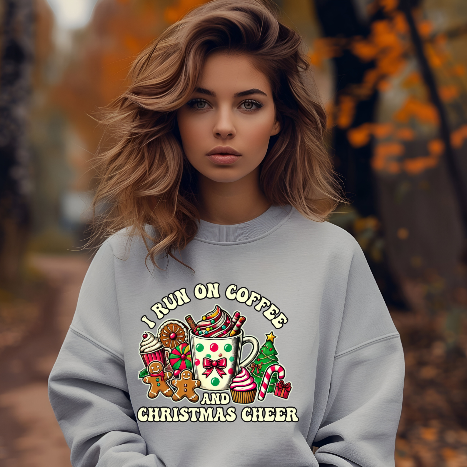 I Run On Coffee And Christmas Cheer Graphic Sweatshirt