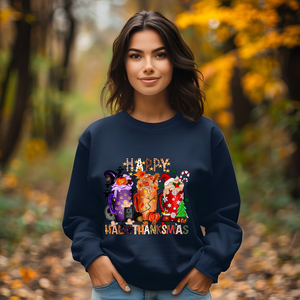 Happy HalloThanksMas Graphic Sweatshirt