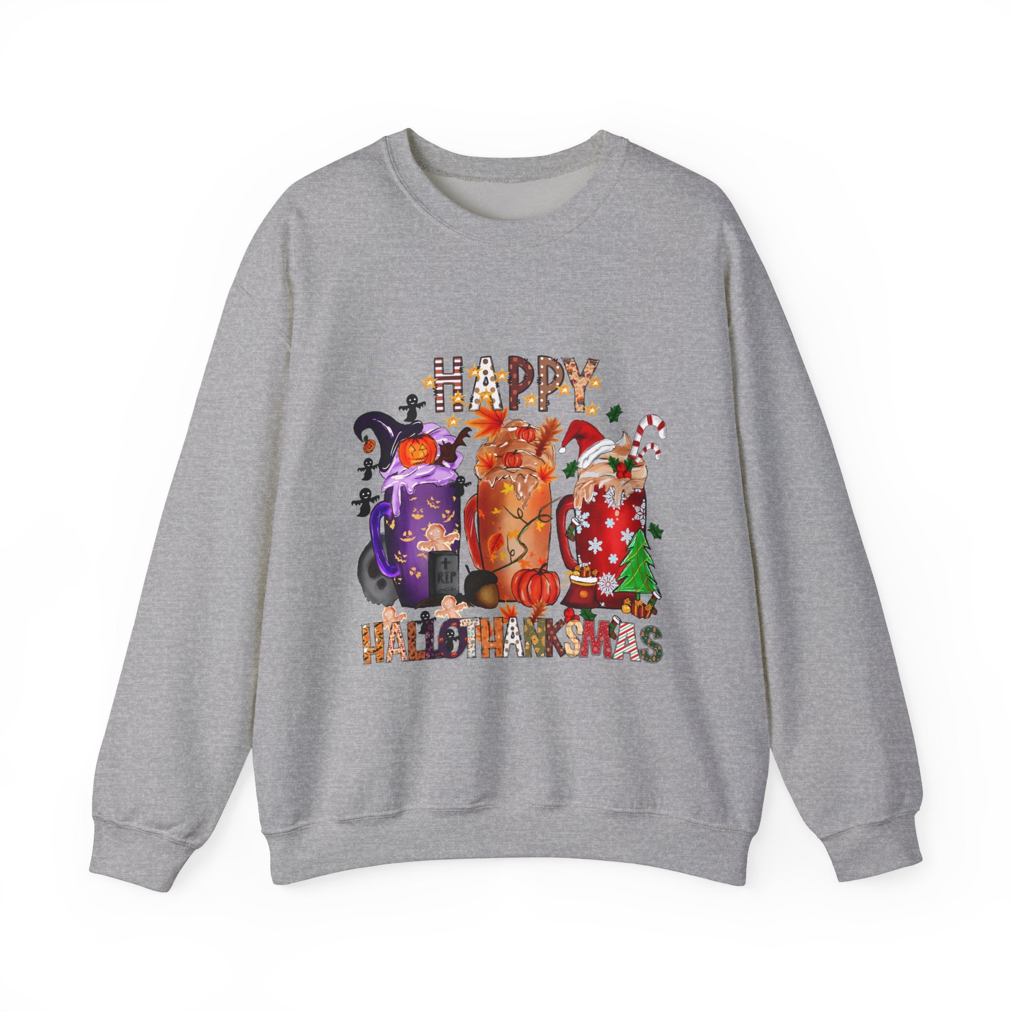 Happy HalloThanksMas Graphic Sweatshirt