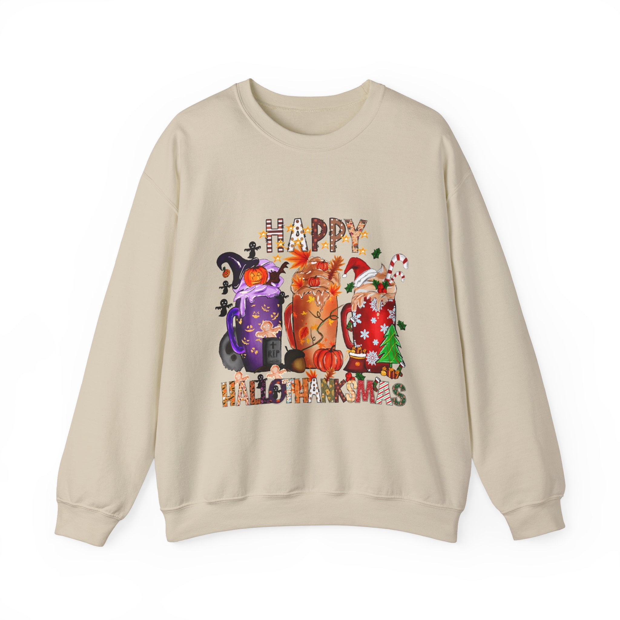 Happy HalloThanksMas Graphic Sweatshirt