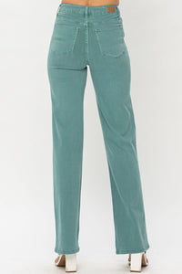 Judy Blue High Waist Sea Green Garment Dyed 90's Straight Leg Jeans