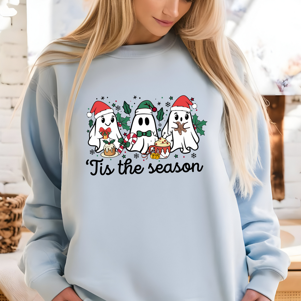 Tis the season Christmas Cute Vintage Coffee Ghost Sweatshirt