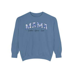 Custom Comfort Colors® “Mama” Blue Floral Sweatshirt With Names