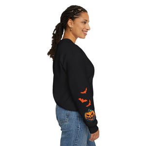 Ghoulish Farm Fresh Pumpkins Graphic Sweatshirt With Graphic Sleeves