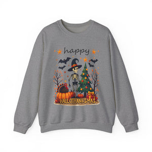 Happy HalloThanksMas Skeleton Graphic Sweatshirt