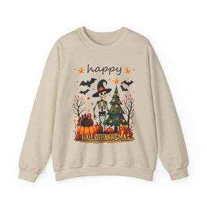 Happy HalloThanksMas Skeleton Graphic Sweatshirt