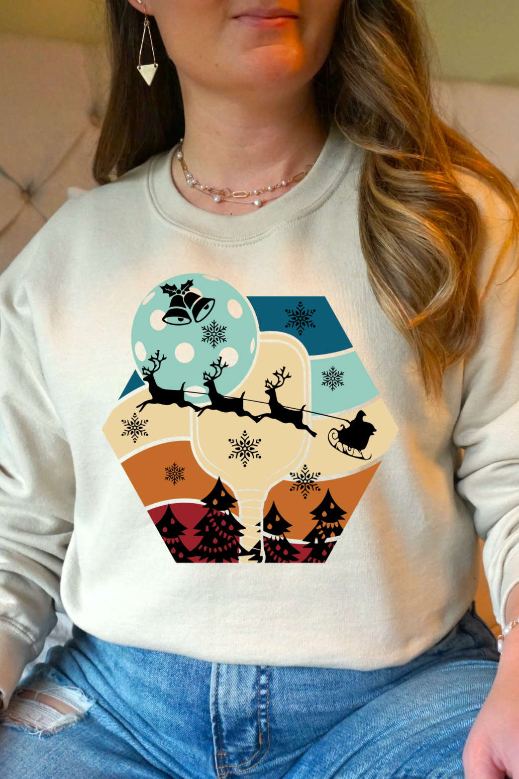 Pickleball Christmas Graphic Sweatshirt