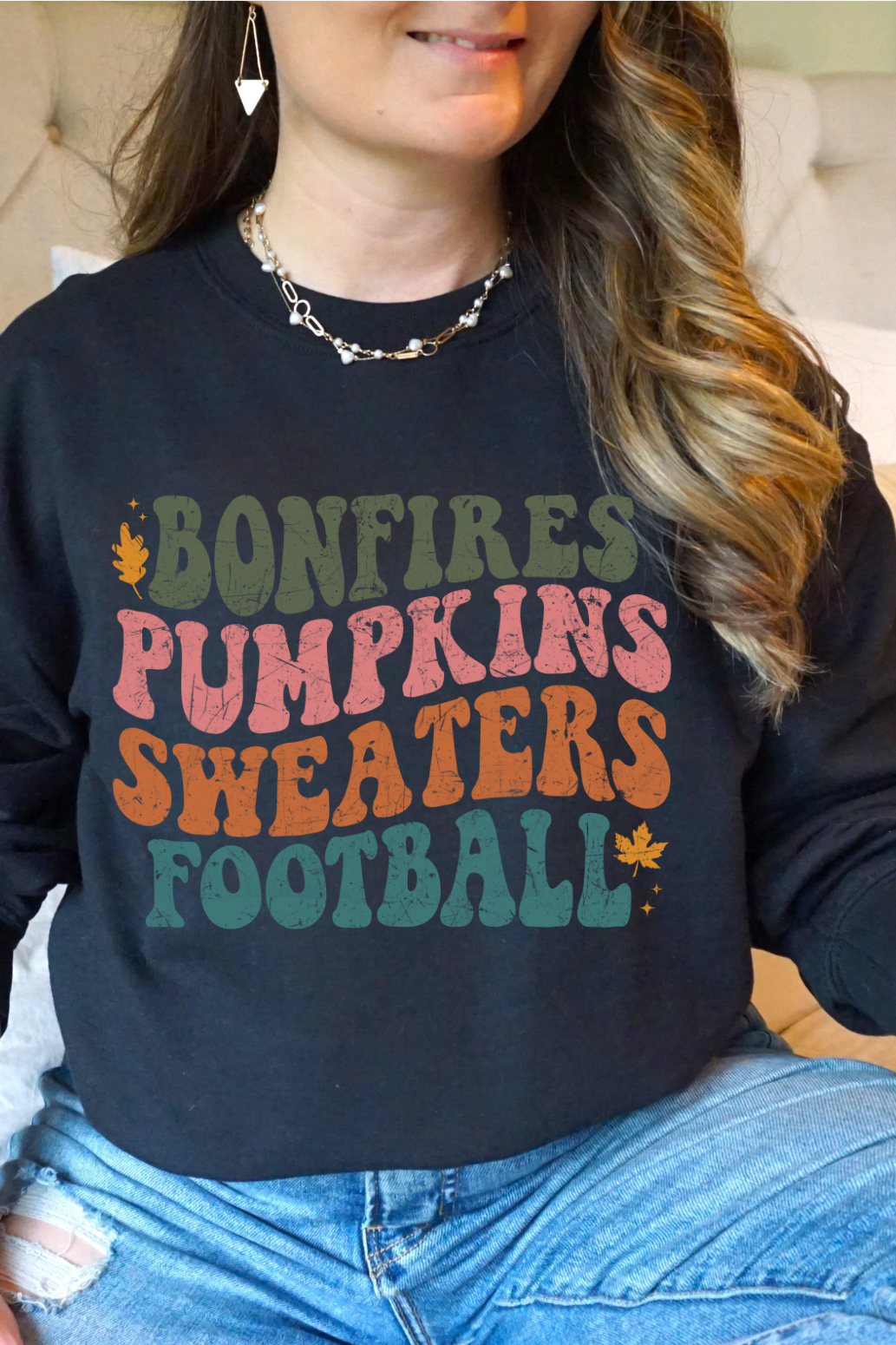 Bonfires Pumpkins Sweaters Football - Sweatshirt