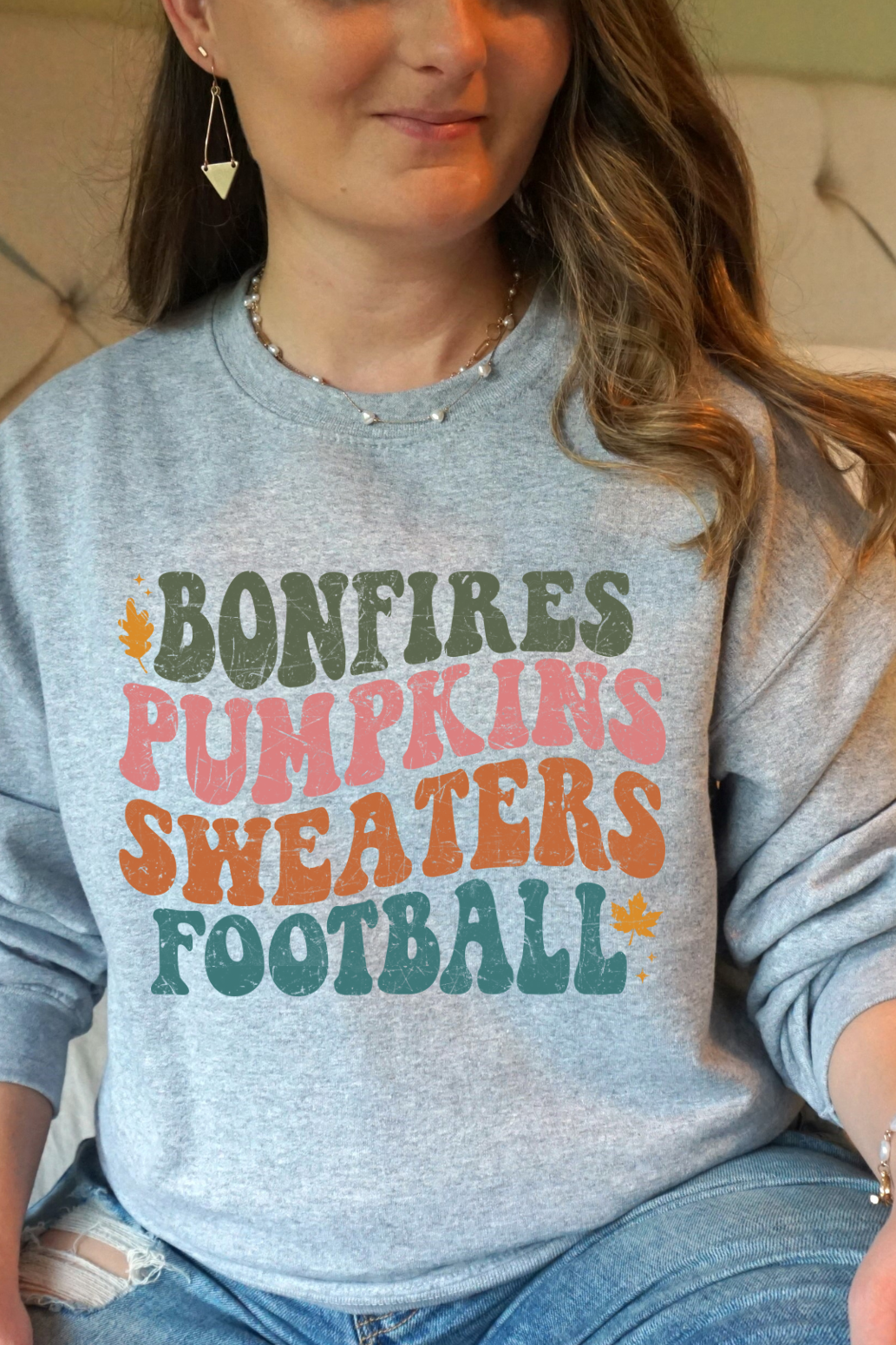 Bonfires Pumpkins Sweaters Football - Sweatshirt