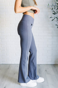 Building Habits Twill Flared Crossover Waist Pant in Titanium