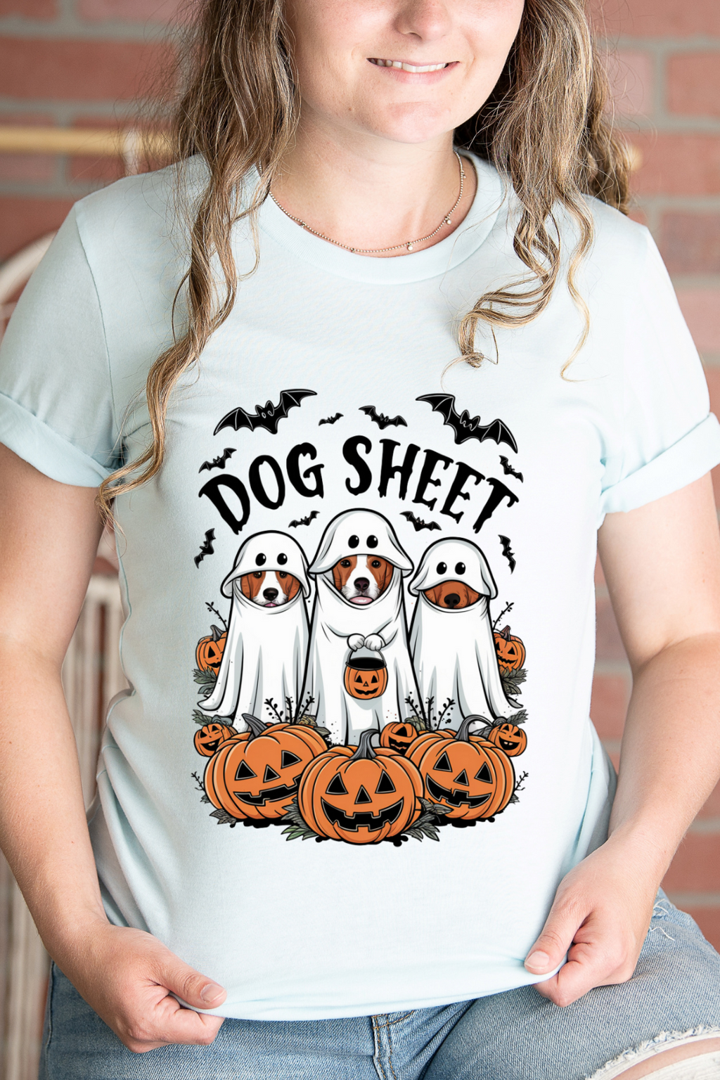 Spooky Halloween Dog Sheet Graphic Tee