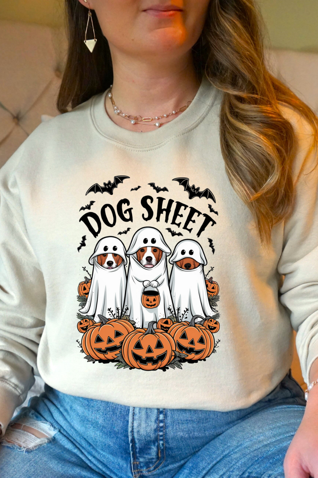 Spooky Halloween Dog Sheet Sweatshirt