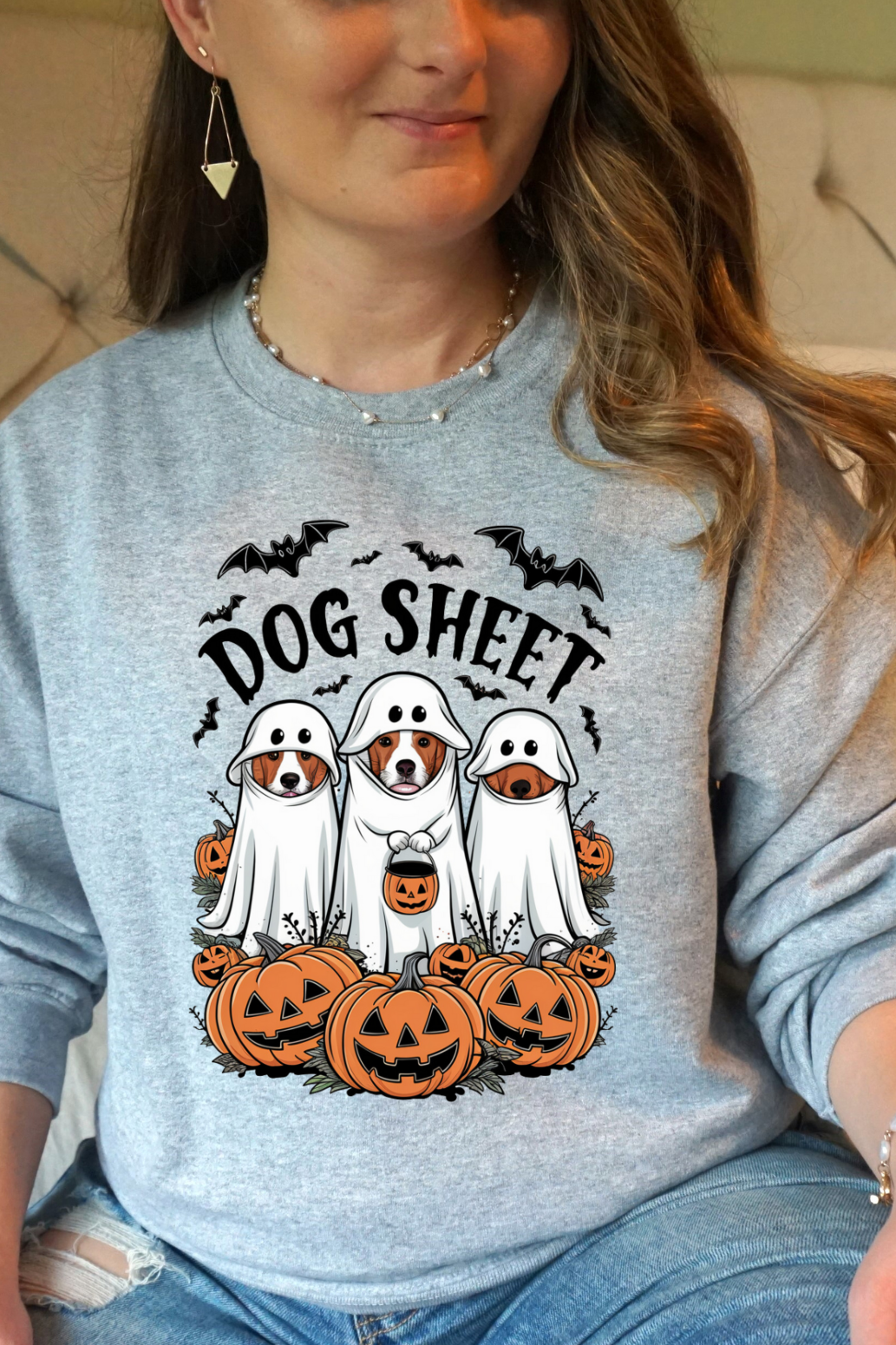 Spooky Halloween Dog Sheet Sweatshirt