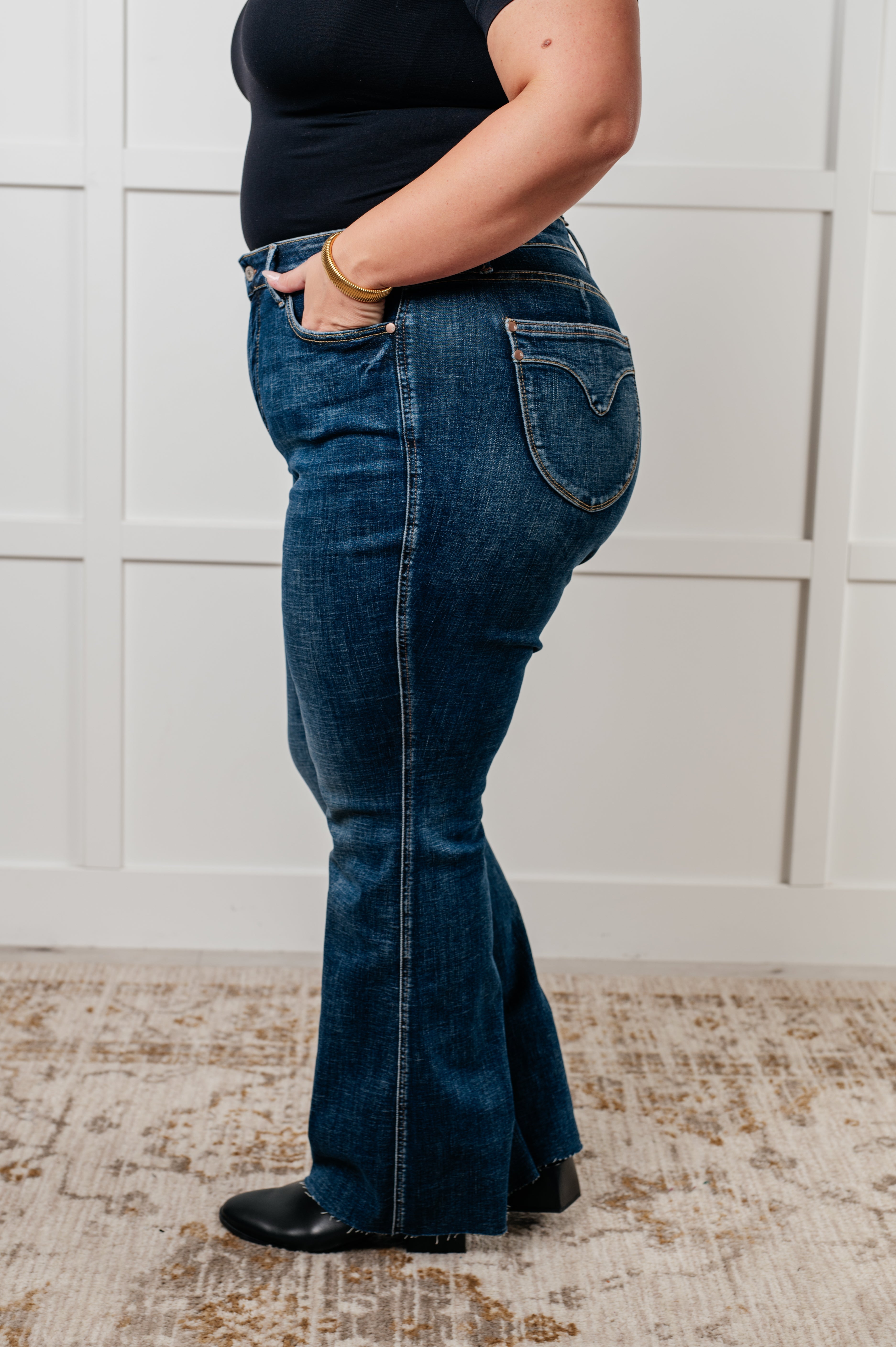 Judy Blue High Rise Control Top Shield Pocket Flare Jeans