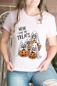 Here For The Treats Dog Halloween Graphic Tee