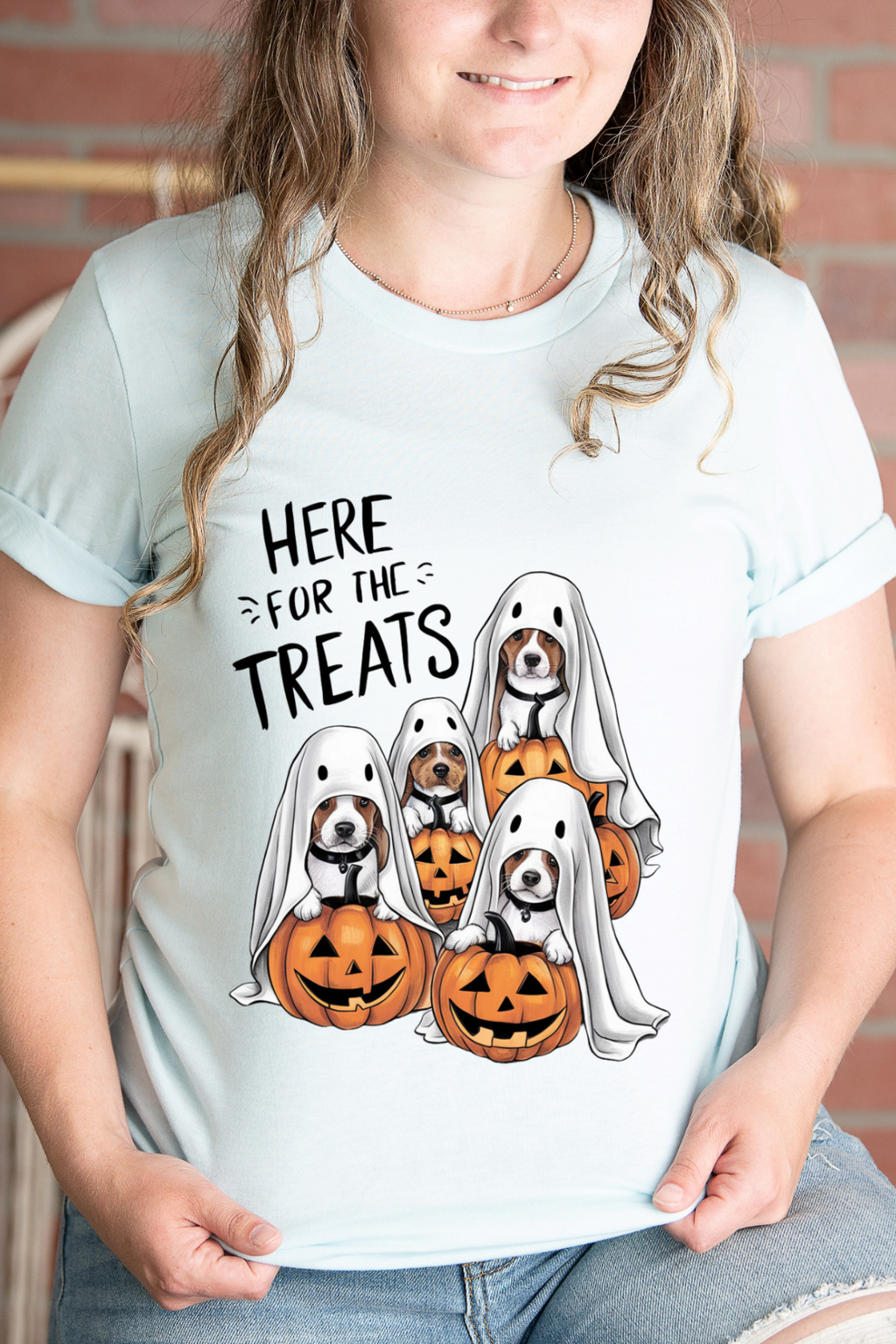 Here For The Treats Dog Halloween Graphic Tee