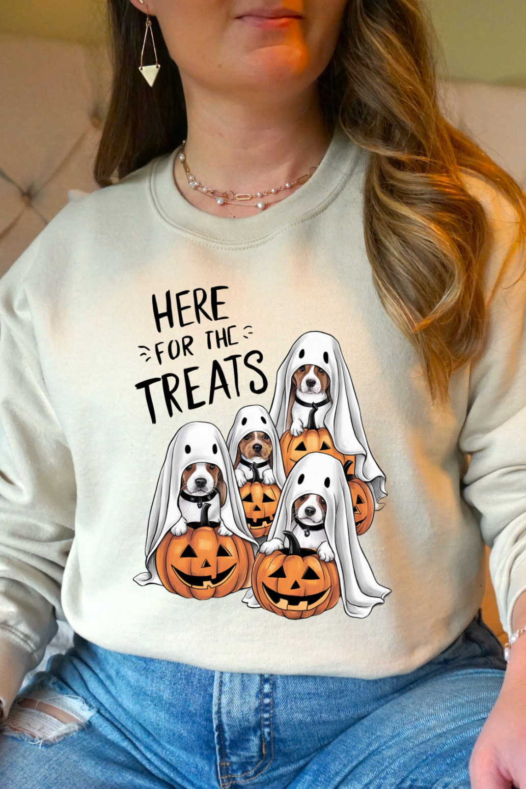 Here For The Treats Dog Halloween Sweatshirt