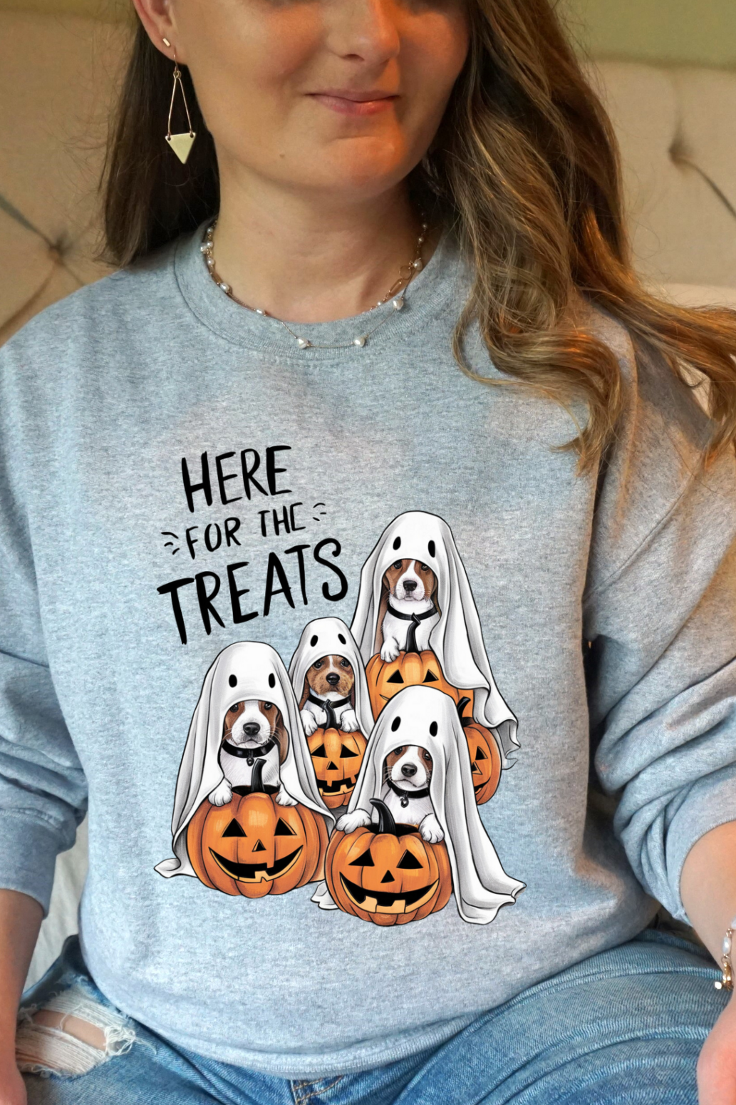 Here For The Treats Dog Halloween Sweatshirt