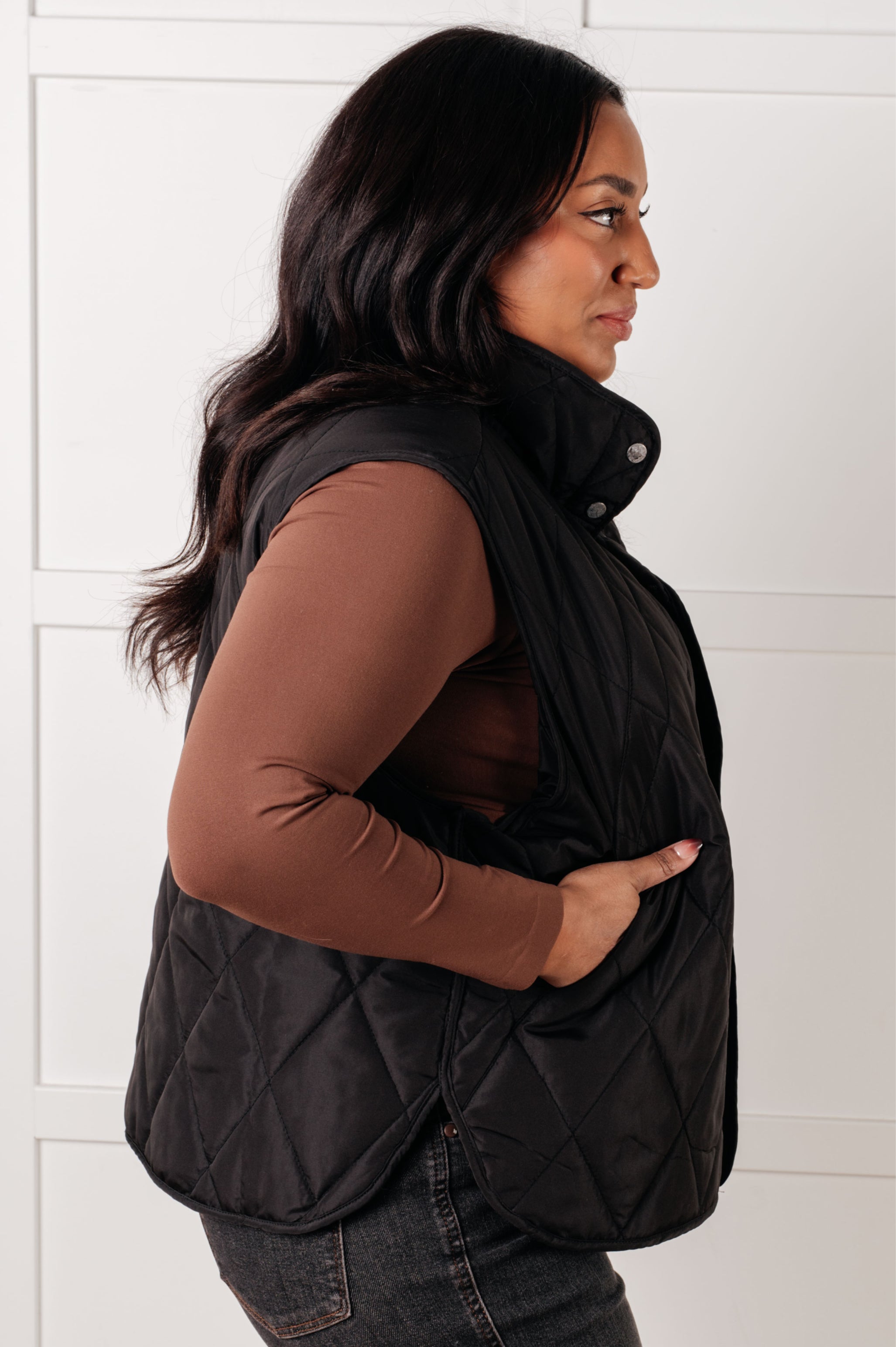 Layering Queen Quilted Puffer Vest in Black