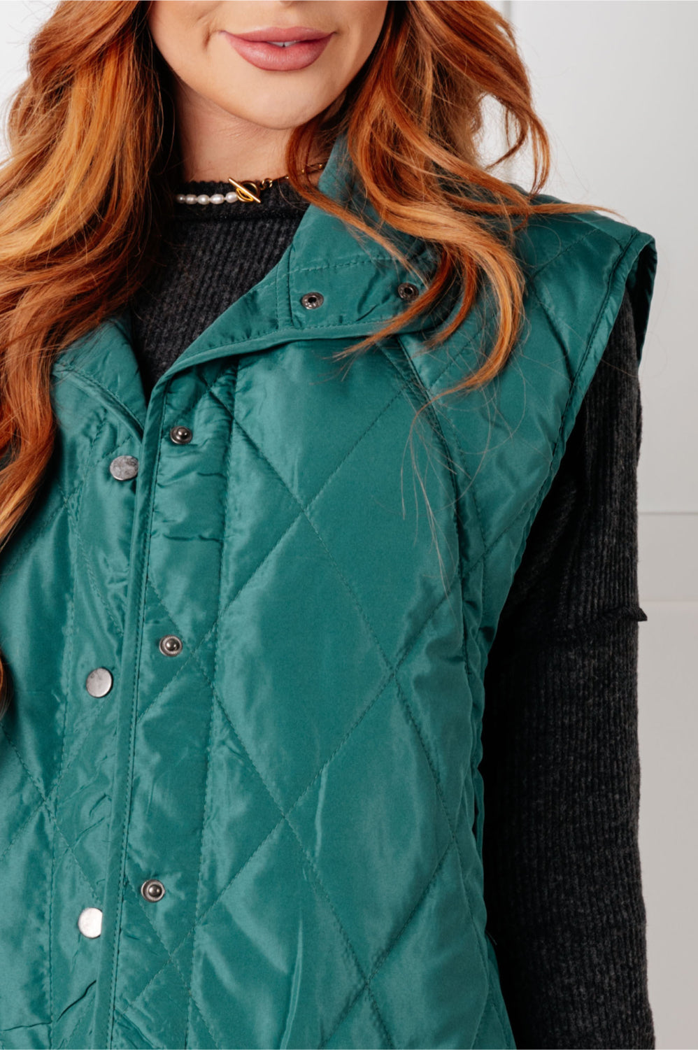 Layering Queen Quilted Puffer Vest in Hunter Green