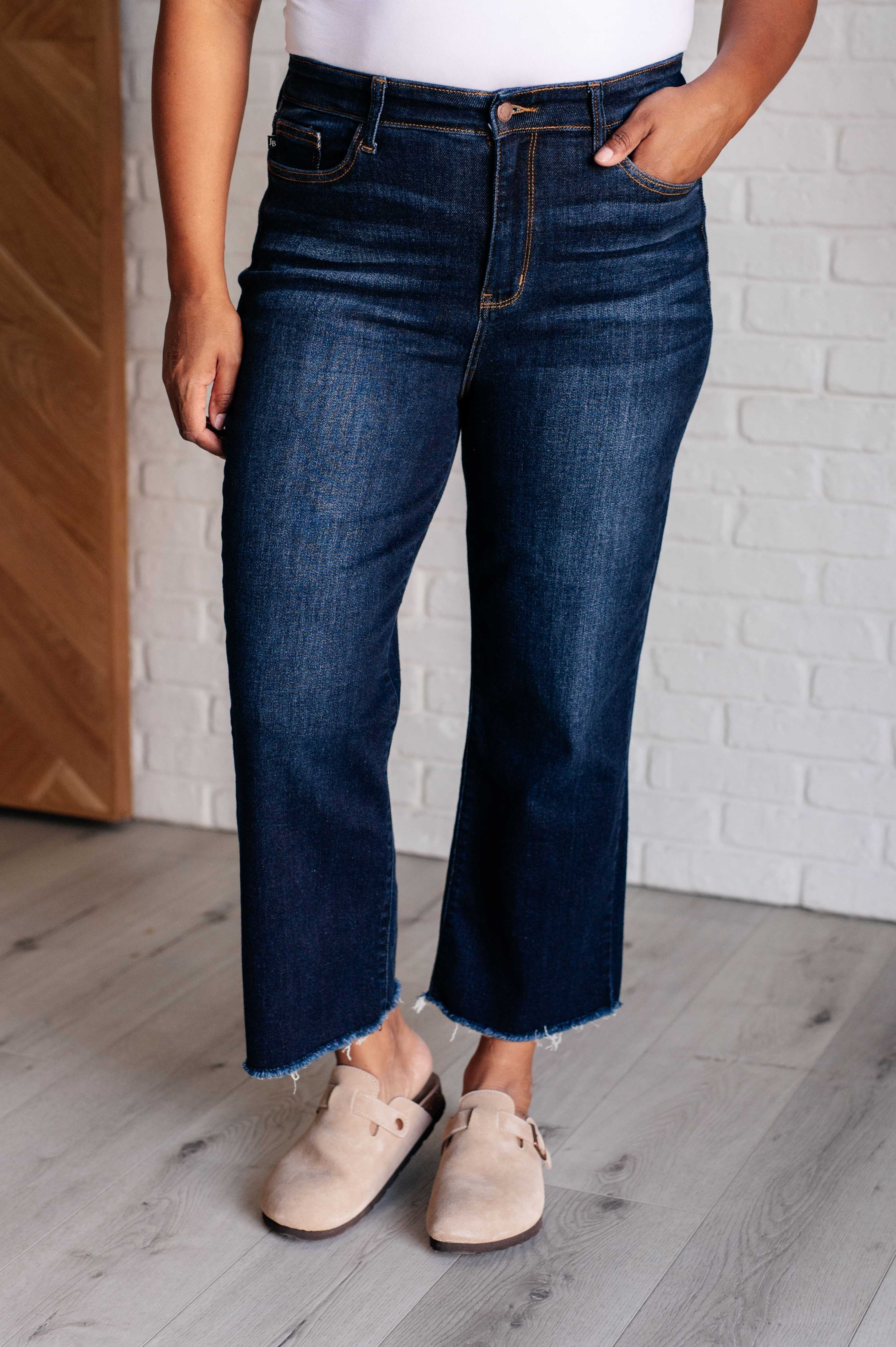 Judy Blue High Rise Cropped Wide Leg Jeans