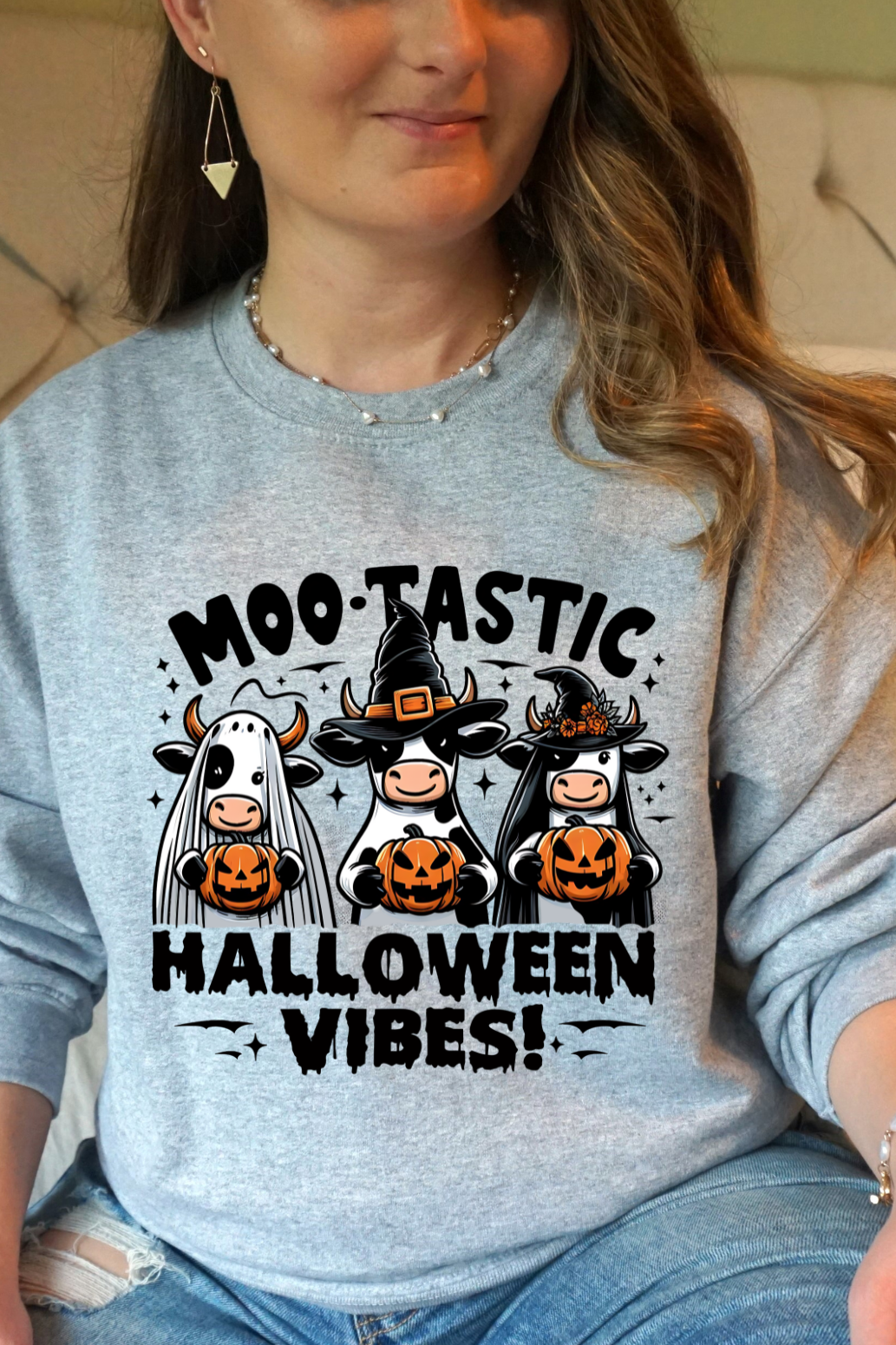 Moo-Tastic Halloween Vibes Sweatshirt