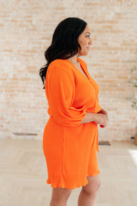 White Birch Roll With me Romper in Tangerine