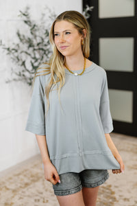 Stay On Top Relaxed Tee in Light Grey