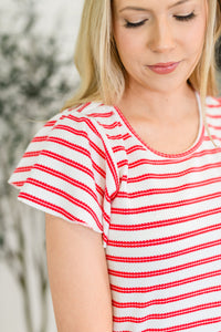 Sunny Stripes Casual Flutter Sleeve Dress