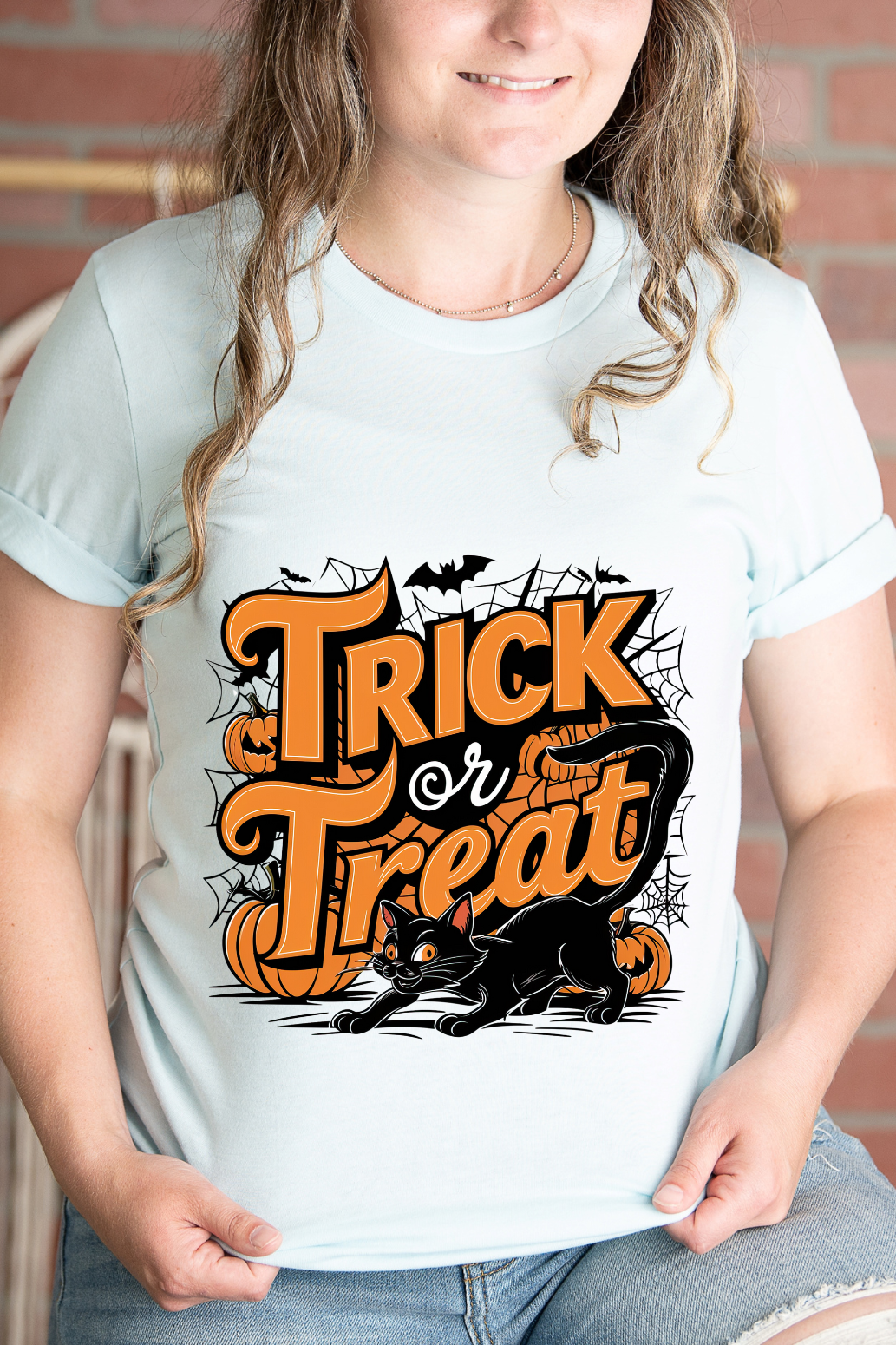 Spooky Trick or Treat Cat Graphic Tee