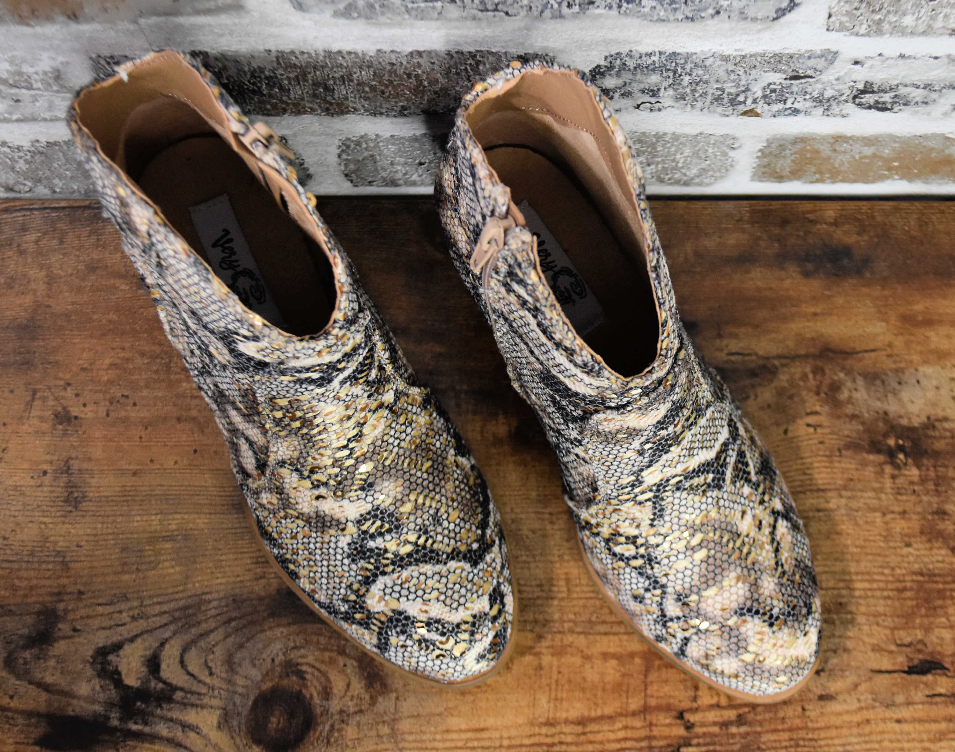 Very G Sprinkle Snake Skin Bling Booties